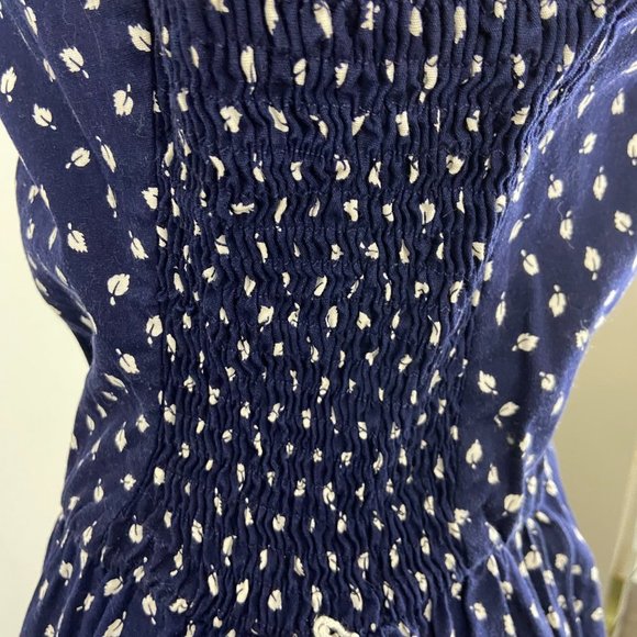 CRANSTON PRINT WORKS Blue & White Fit And Flare Leaf Print Dress - Picture 6 of 13